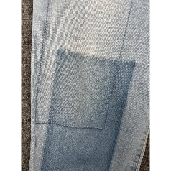 LOGO Lori Goldstein Patchwork Boyfriend Jeans 10 Light Wash Cropped Cuffed Boho - Picture 6 of 10